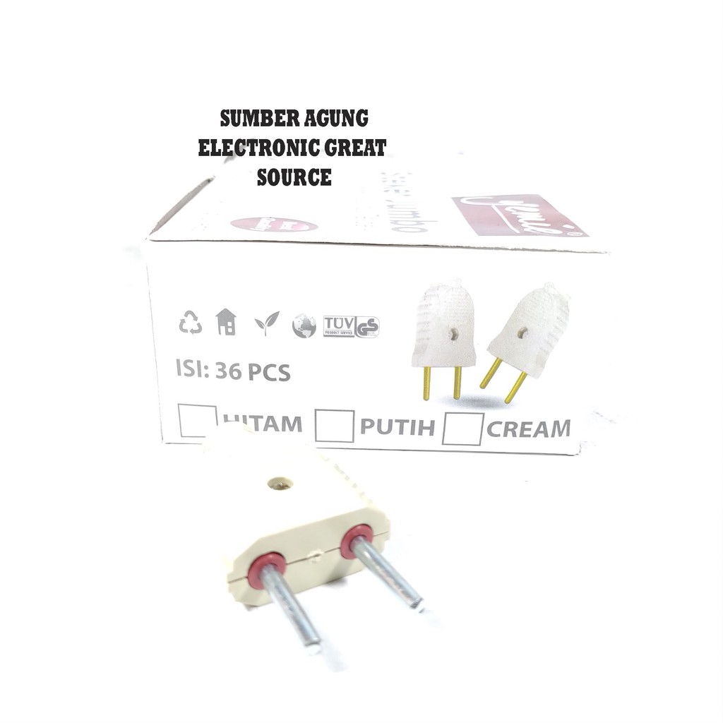 Steker Jumbo Yemie Untuk Listrik Rumahan Colokan Gepeng Mini Cream