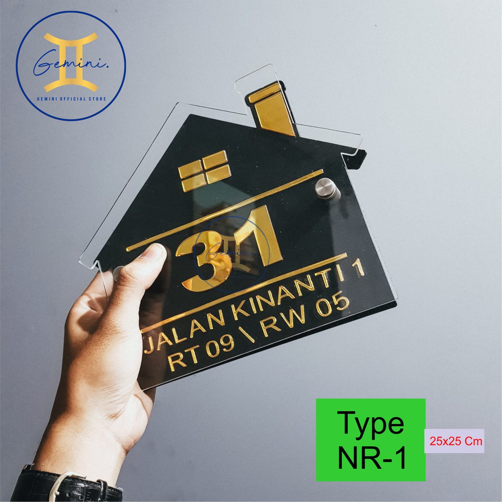 (REV001) READY!!! Nomor Rumah GOLD Mirror 2 Timbul Lapis Acrylic Dekorasi Hiasan Akrilik