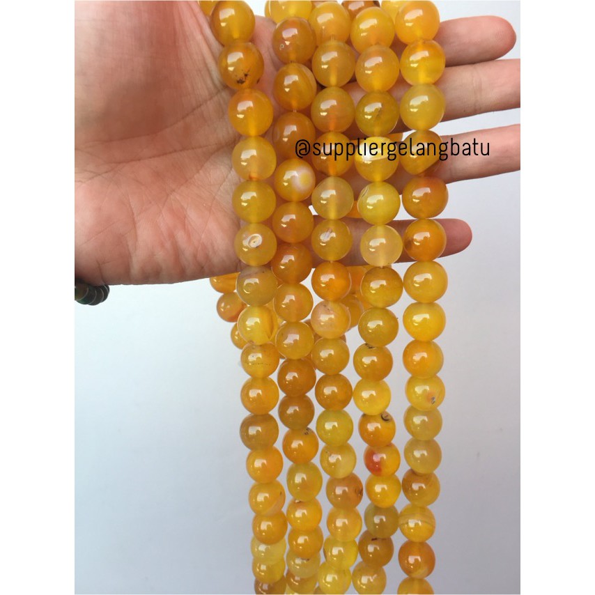 batu 14mm kalung gelang YELLOW AGATE kuning aksesoris online shop jade supplier fashion craft grosir