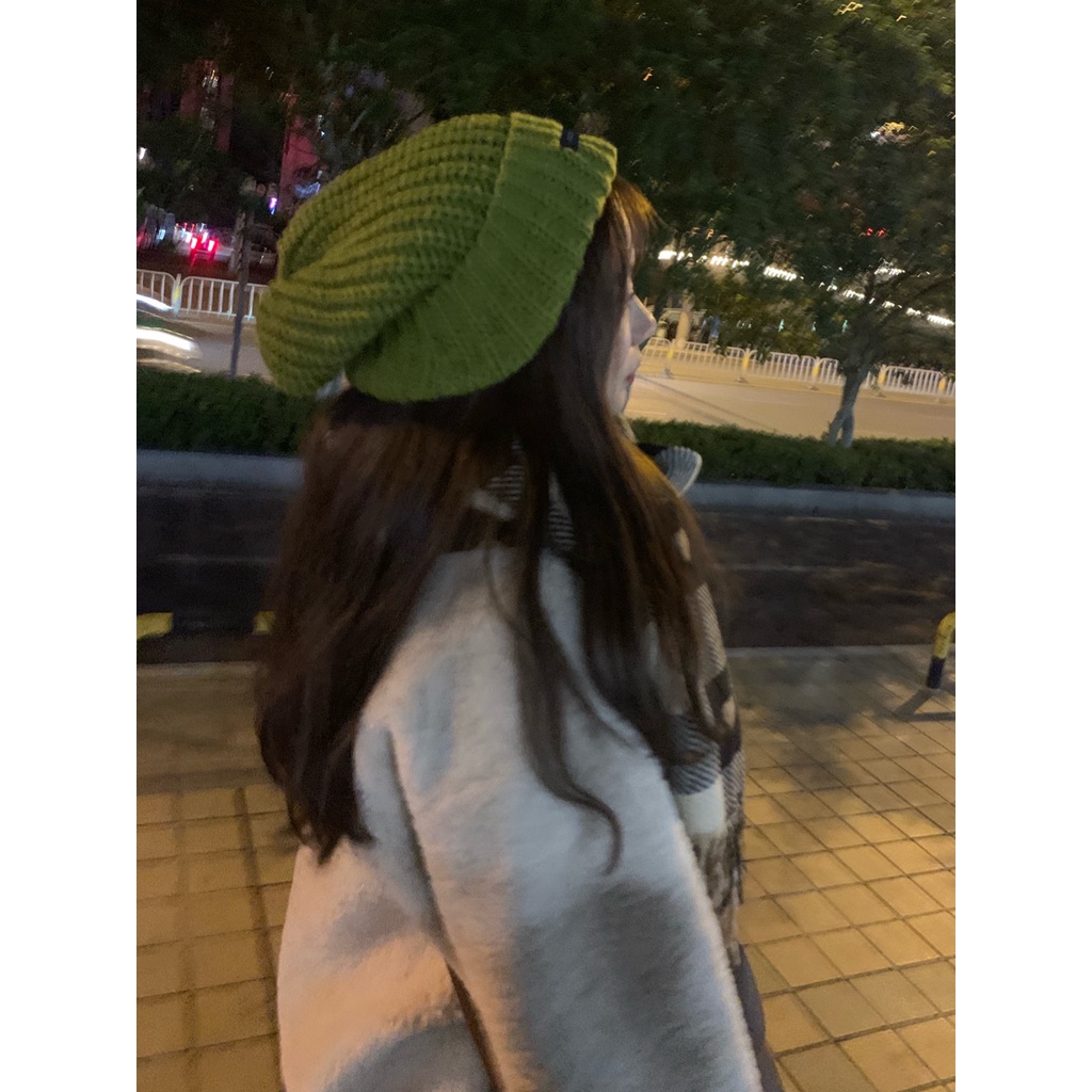 Topi Rajut Bahan Wol Tebal Hangat Warna Solid Gaya Korea Untuk Wanita-5