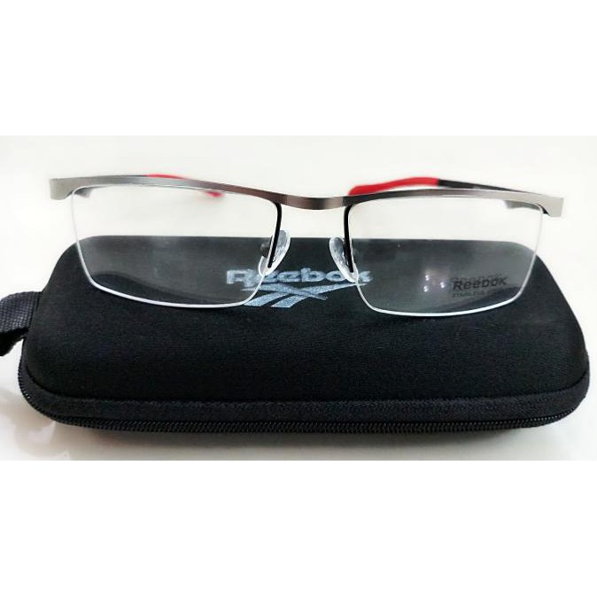 Murah Kacamata Frame Minus Reebok Half 80362 - C2 Casual & Sporty Model - Grey Red Hemat