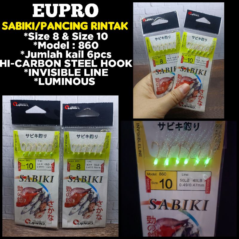 EUPRO SABIKI EUPRO SIZE 8 & SIZE 10 MODEL 860 PANCING RINTAK PANCING SIAP PAKAI UMPAN PANCING PANCIN