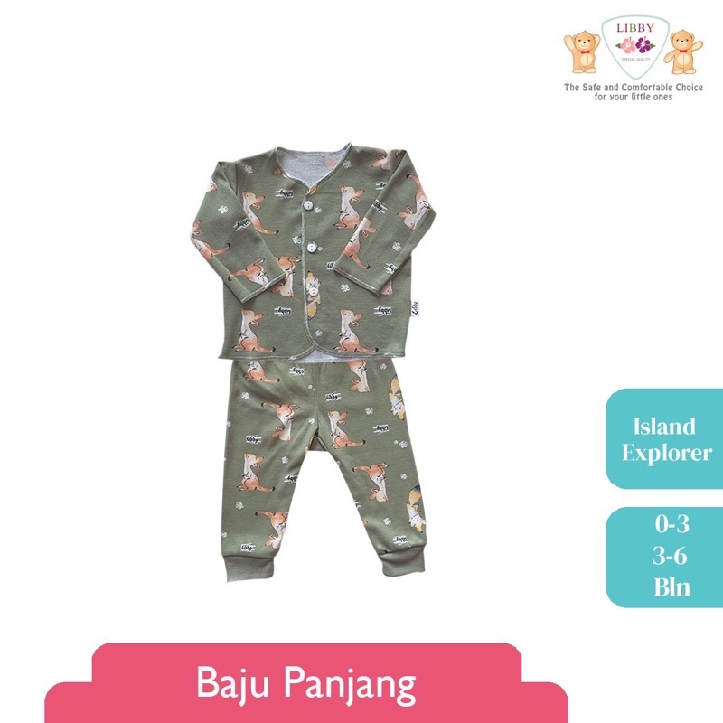 LIBBY (1 STEL) Stelan Baju Panjang &amp; Pendek Newborn/ 3-6 bulan Carnival Land (1 stel)