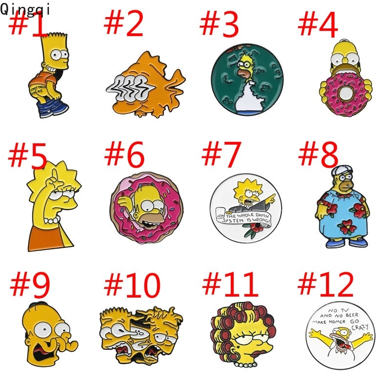 Bros Pin Enamel Desain Kartun Bart Simpson Lisa Homer Untuk Hadiah