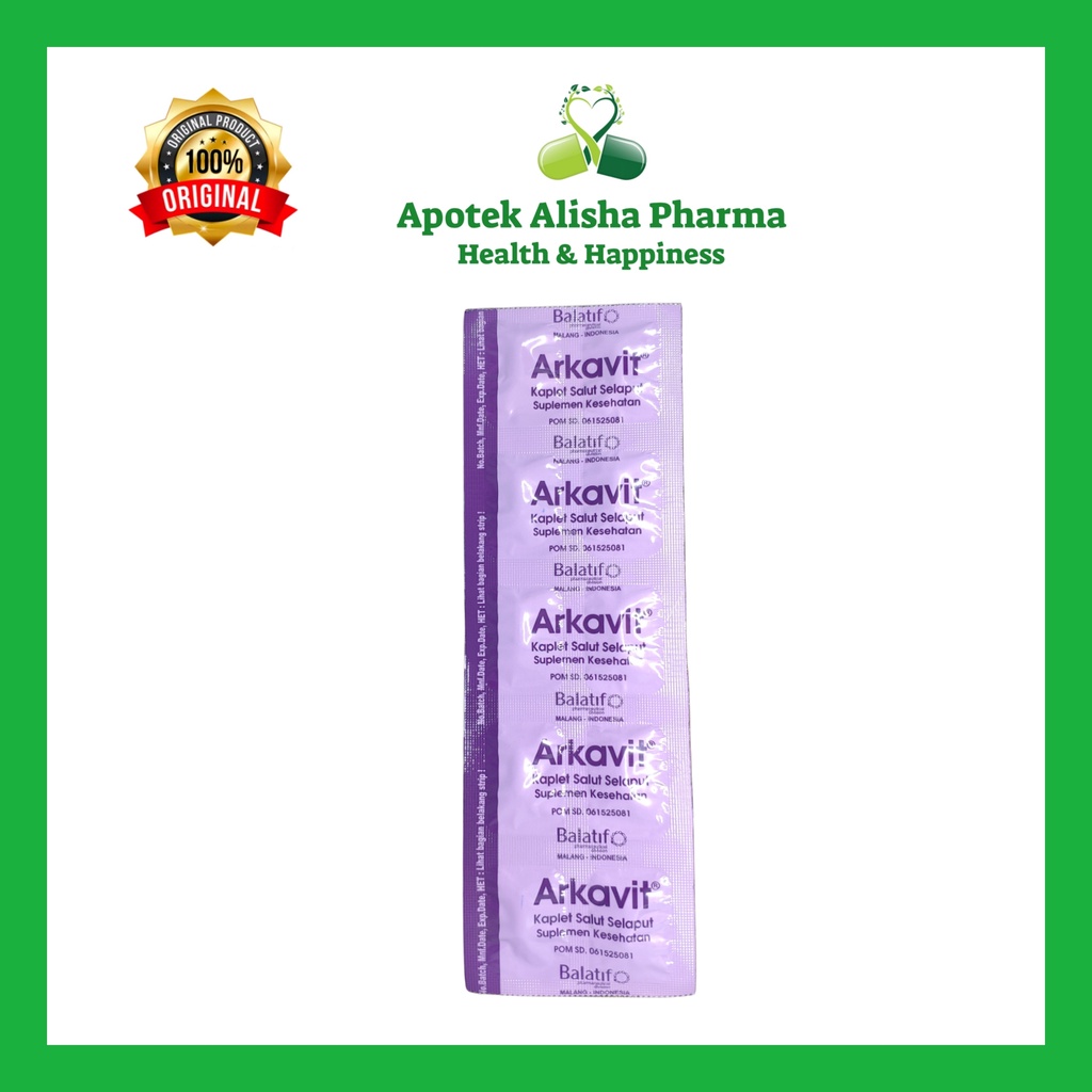 Arkavit Tablet (Strip 10tablet) - Arkafit Tablet Vitamin B Complex / Arkapit Ungu