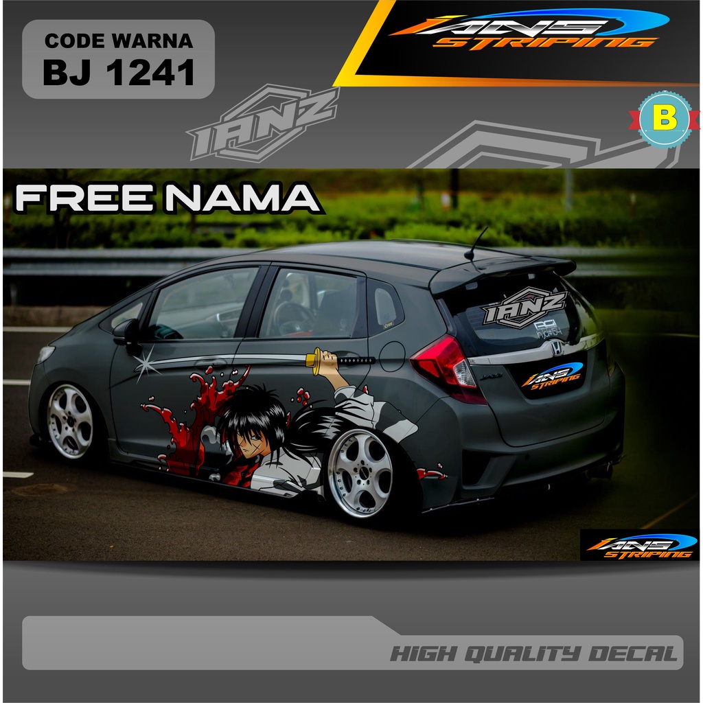 DECAL STIKER MOBIL HONDA JAZZ JESS / VARIASI DECAL STIKER HONDA BRIO AGYA AYLA TERMURAH / STIKER DECAL MOBIL TERBARU