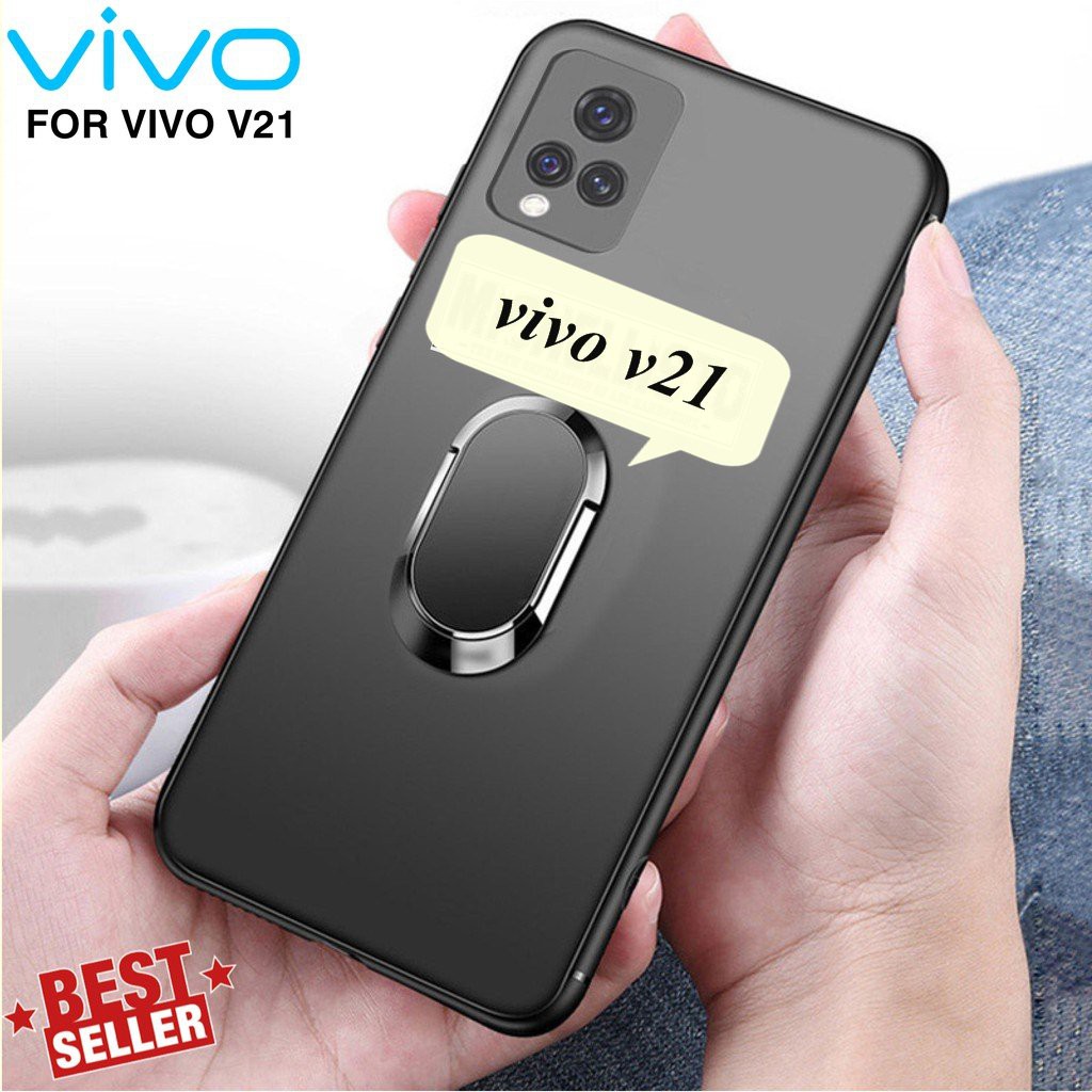 Vivo V21 4G 5G Soft Case MACARON LIST RING casing black edition