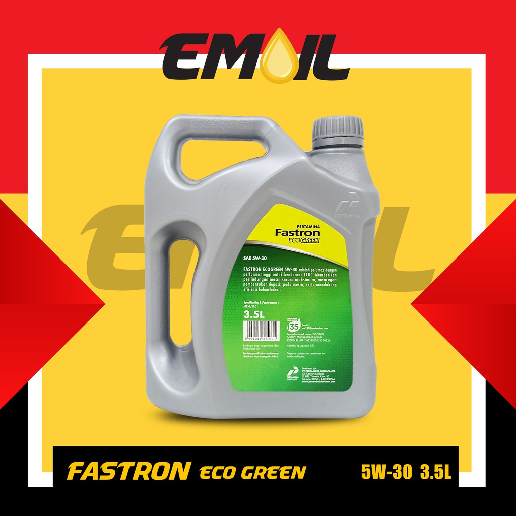 OLI PERTAMINA FASTRON ECO GREEN SAE 5W-30 LCGC isi 3.5 LITER