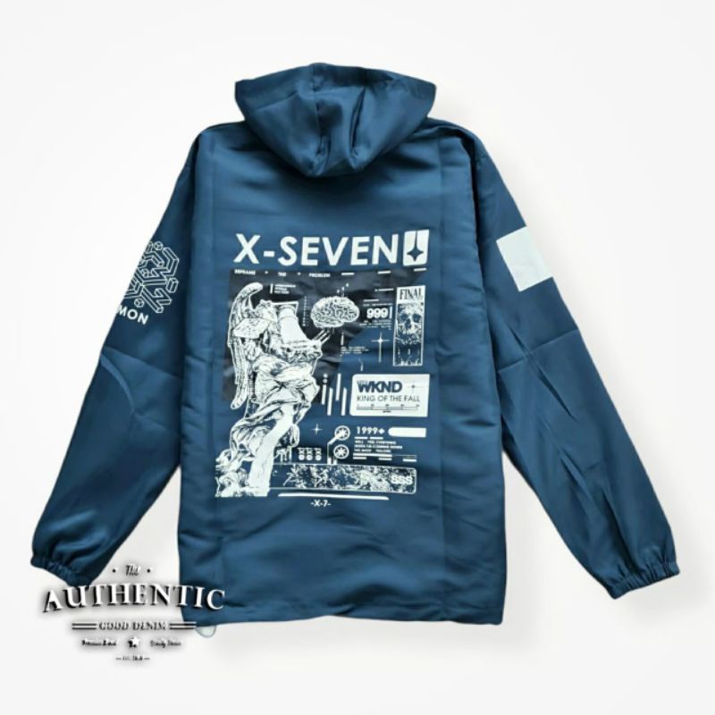 Jaket Taslan Outdoor Waterproof X-SEVEN Motif Pria Kekinian