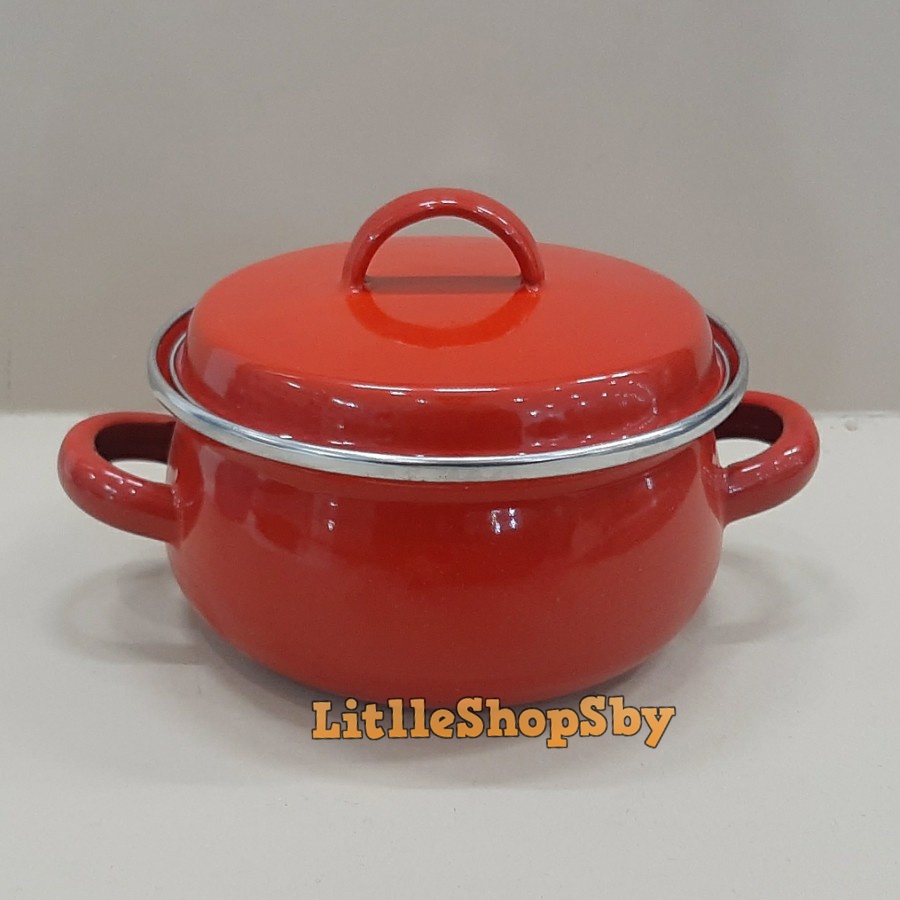 panci enamel 14cm warna merah