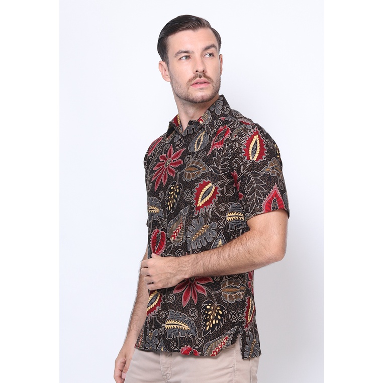 KEMEJA PENDEK BATIK HEM PENDEK DADAP MERAH