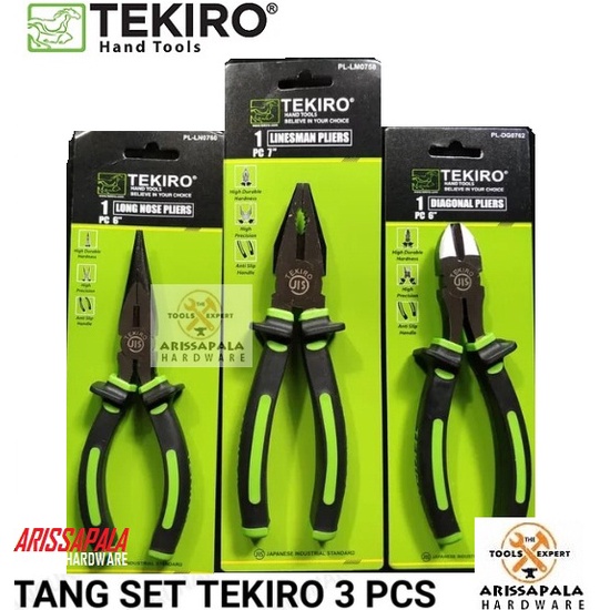 TEKIRO PAKET Tang Set isi 3 pcs Tang Kombinasi Tang Lancip Tang Potong TEKIRO ORIGINAL