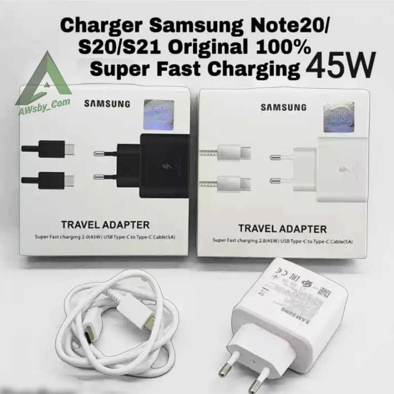 Charger Samsung Type C to C 45W MAX PD Super Fast Charging 3.0 S10/ S20/ S21/ S22 ULTRA/ S23/ A70/A71/ A72/A73/Note 10/ 10+/ 45Watt