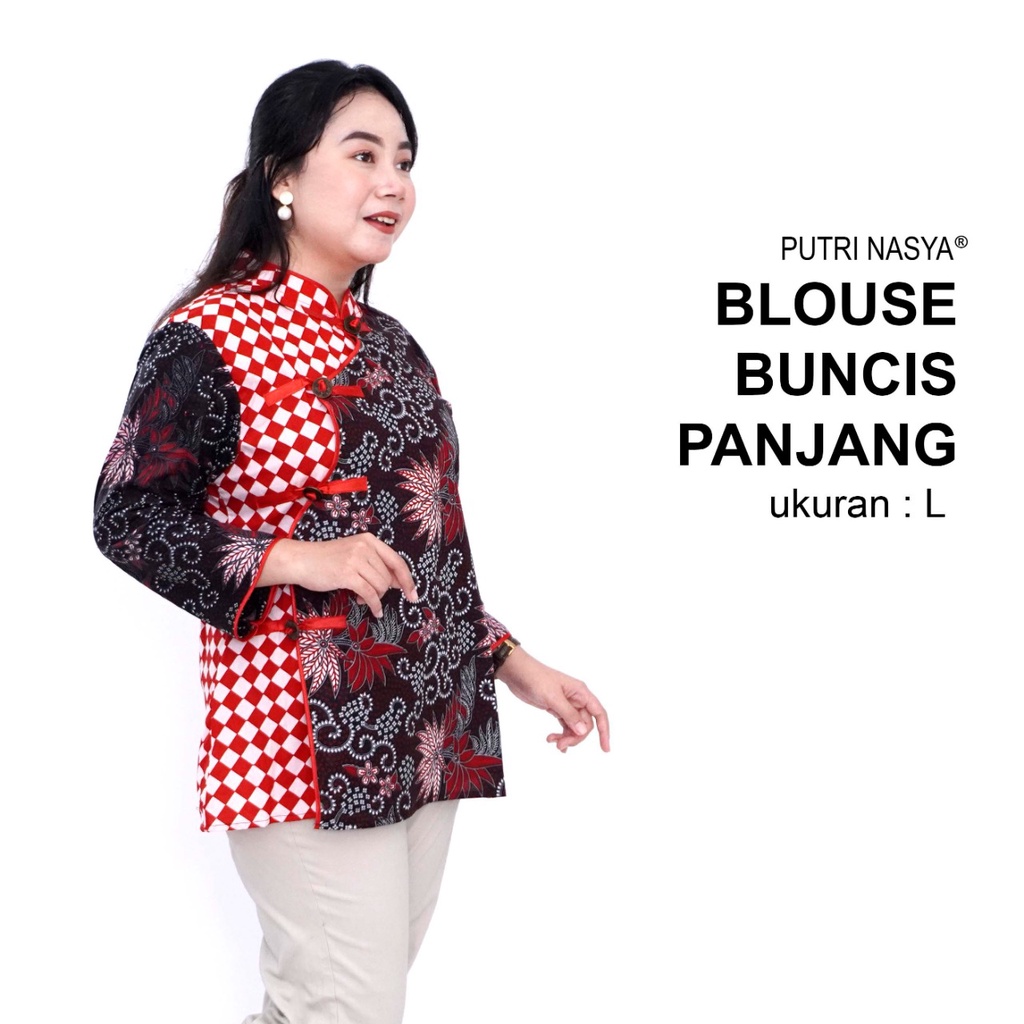 Atasan Batik Jumbo Wanita Blouse Big Size Wanita Lengkap S-M-L-XL-2L-3L-4L-5L-6L-7L Model Blus Jumbo Seragam Batik / Atasan Batik LD 140 Pakaian Kekinian