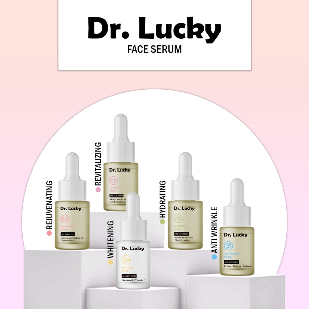 LUCKYMALL Face Serum Wajah KOREA DR LUCKY Hydrating Revitalizing Acne Brightening Anti Wrinkle Rejuvenating Essence Kulit Jerawat Whitening Pemutih AHA IMPLORA SCARLETT LUCKYMEN SKINTIFIC