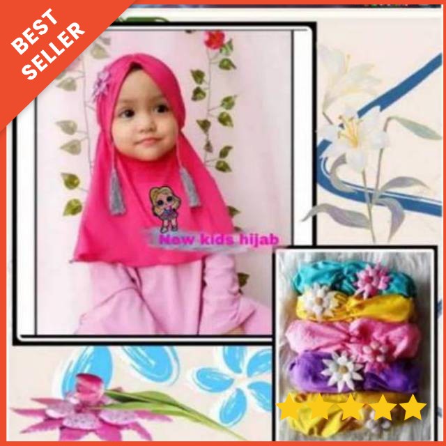 jilbab bayi &amp; anak 0-2 tahun LOL LED MUSIK / HIJAB ANAK ANTING TASSEL