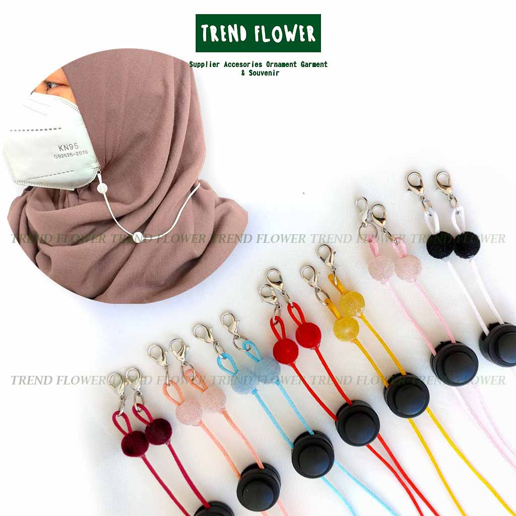 Strap Masker mutiara bludru + STOPPER Tali Masker - Kalung Masker Unik Cantik Style Korea