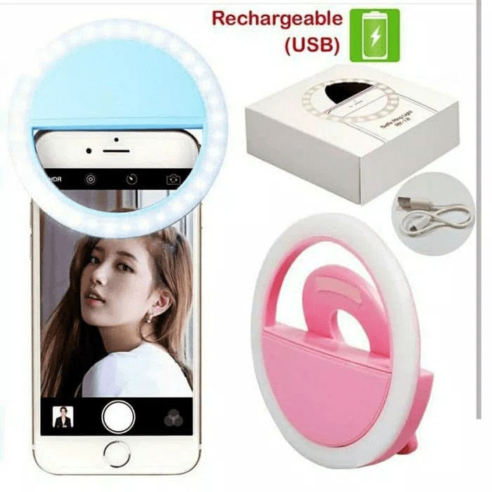 A_   LAMPU FOTO MINI RING LIGHT SELFIE 36 LED RECHARGE USB