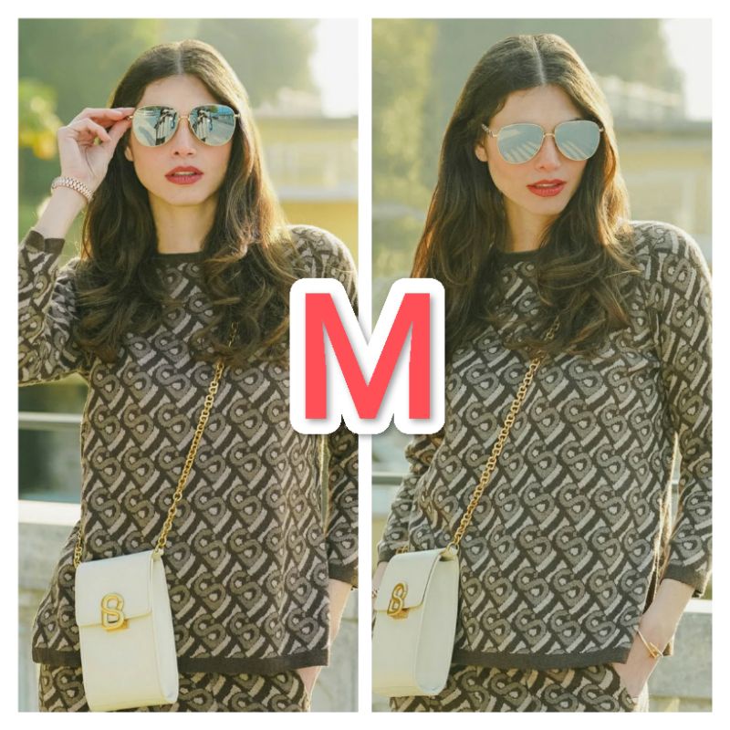 bimu monogram knit top Buttonscarves benang jarum