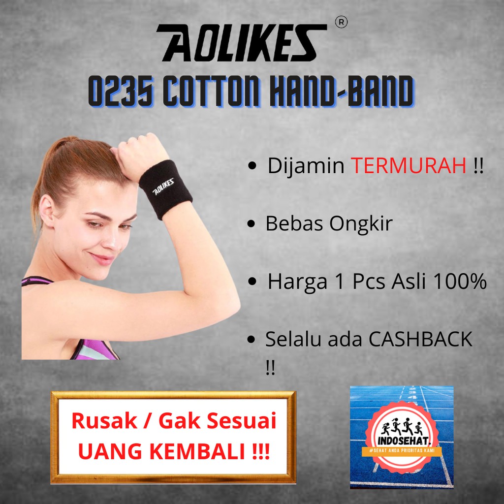 AOLIKES 0235 Pure Cotton Wristband / Handband / Wrist Support - Deker Pelindung Pergelangan Tangan