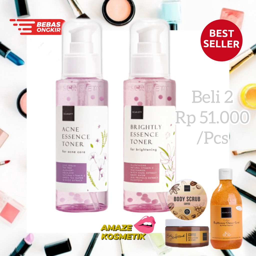 Scarlett Whitening Acne Essence Toner | Whitening Brightly Essence Toner 1kg (BPOM)