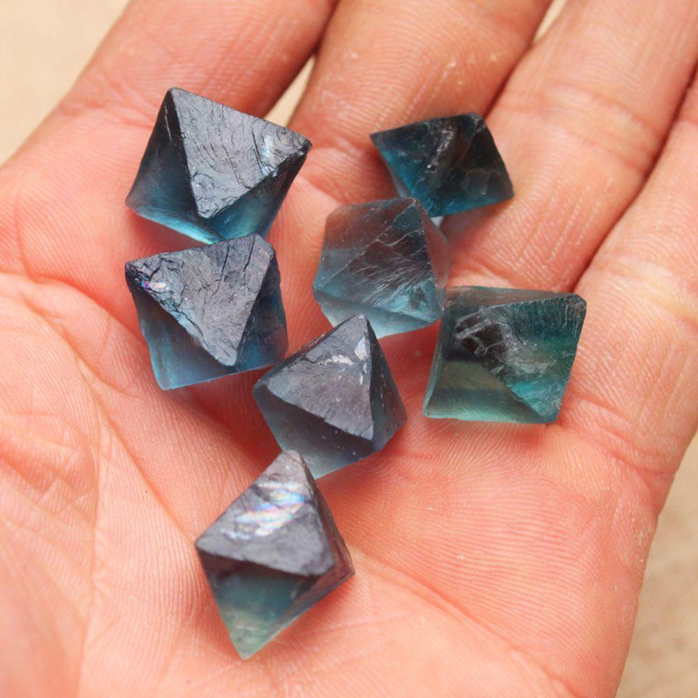 [Elegan] Biru Fluorite Rock Quartz Fluorite Aksesori Octahedron Perhiasan Kasar Mineral