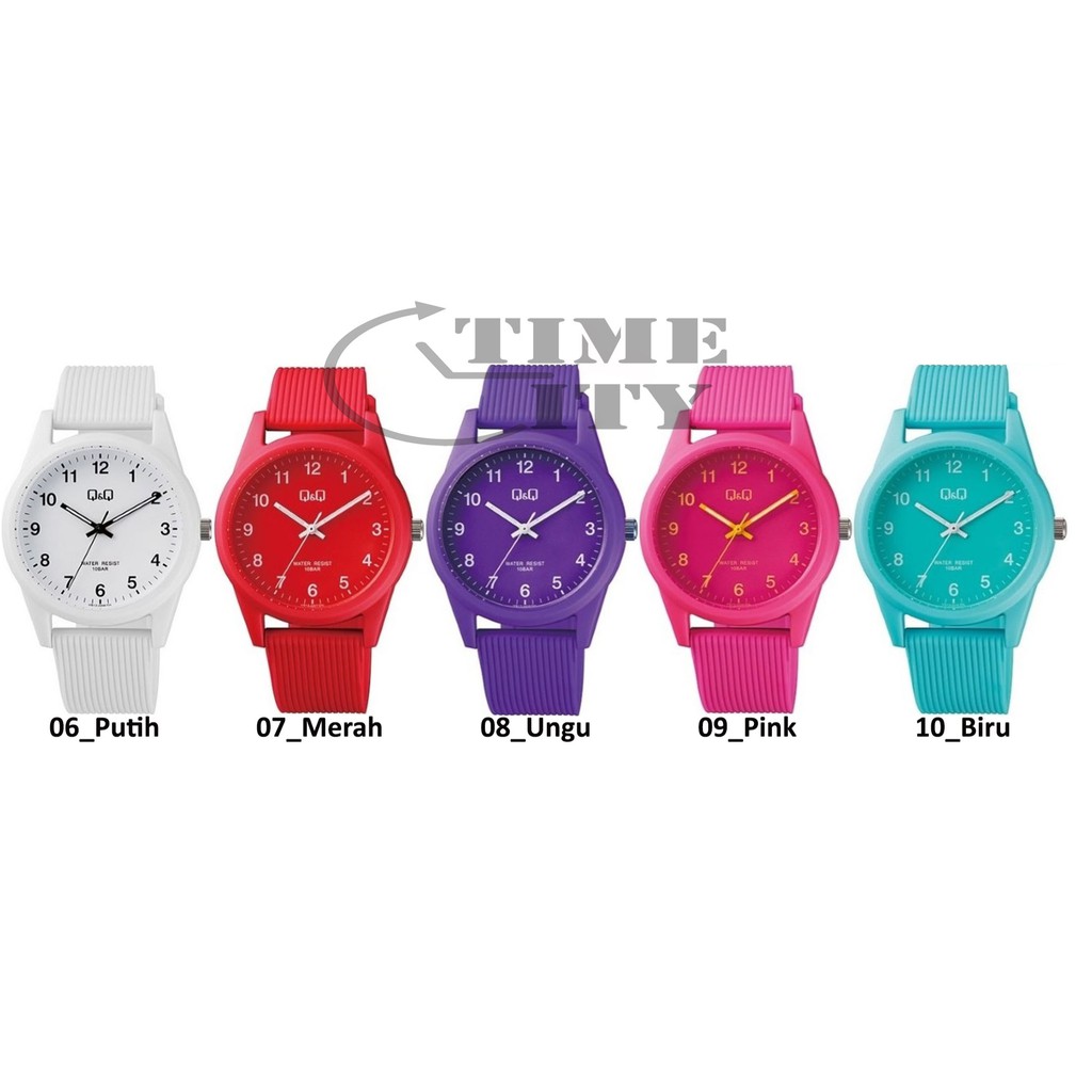 QQ QNQ Q&amp;Q ORIGINAL Jam Tangan Analog Wanita QQ ORI Straps Rubber Putih Anti Air VS12 SERIES