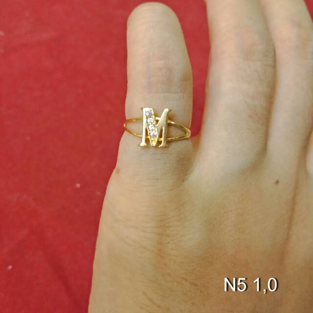 Cincin anak No 1 2 4 5 anak dan dewasa emas asli kadar 700 70% 22 1 satu g gr gram bunga permata deret selisih M