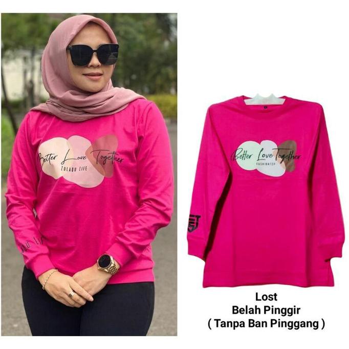 Kaos Wanita Lengan Panjang ZOLAQU Pink Fanta M/L/XL/XXL