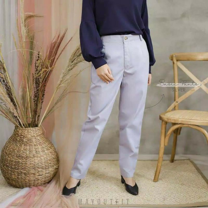 Celana Baggy Pant Super Jumbo XXL, 4L, 5L, 6L, 8L Chino Stret Resleting Cream Moca Capucino Hitam