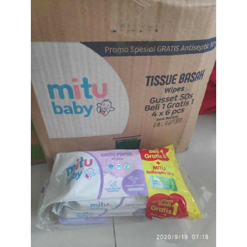 Mitu Tisu Basah Bayi 50+50 sheet mitu Antiseptik Food Grade Formula Tissue Ganti Popok wipes 100's