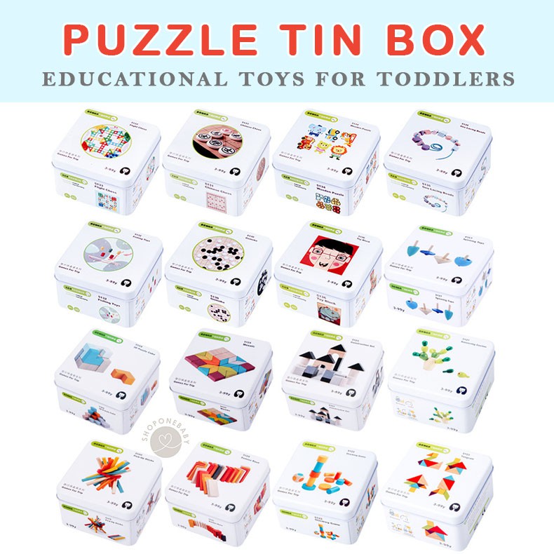 INSTAN Aneka Puzzle Tin Box Assorted Educational Gift Toys Mainan Edukatif Anak Montessori Travel Pu