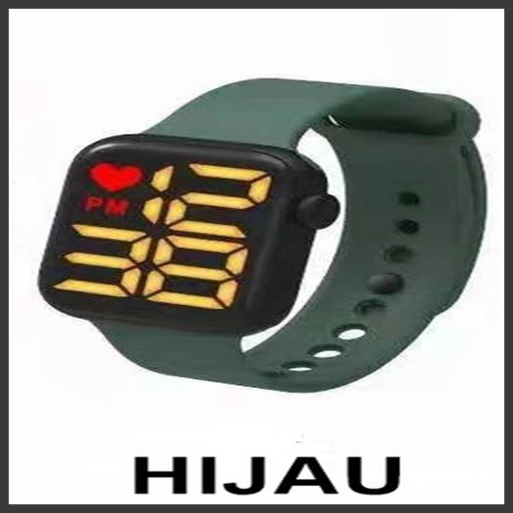 JY J021 Jam Tangan Elektronik Fashion Rubber LED Digital Anti Air Termurah Import-HIJAU