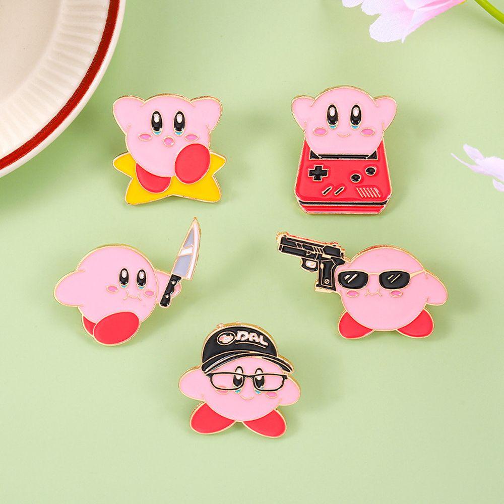 Mxbeauty Kirby Bros Ransel Perhiasan Logam Bros Lucu Kirby Dekorasi Lencana Lencana Pin Enamel Bros