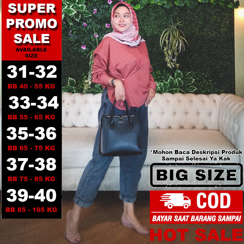  Celana  Boyfriend  Jeans Wanita Jumbo Big Size BB  45 105 