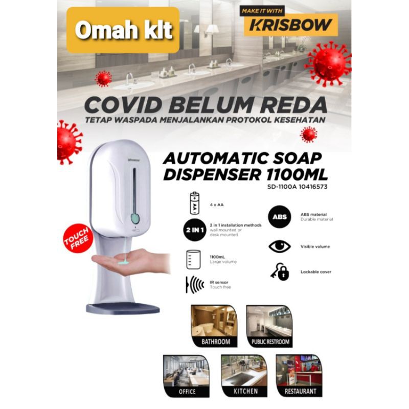 krisbow soap dispenser tempat sabun otomatis sensor automatic soap dispenser SD110