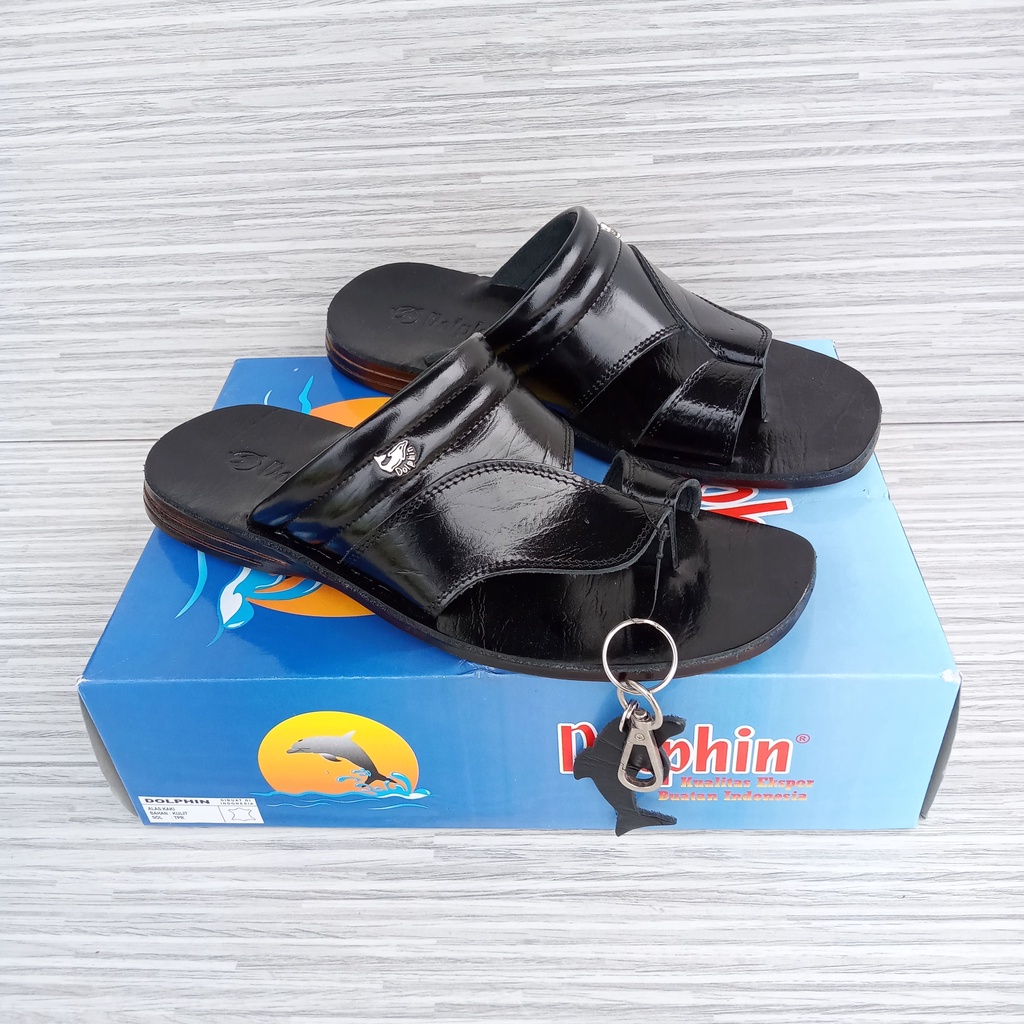 sandal kulit asli pria dolphin D.10 model jepit jempol original sandal lebaran pria terbaru sandal p
