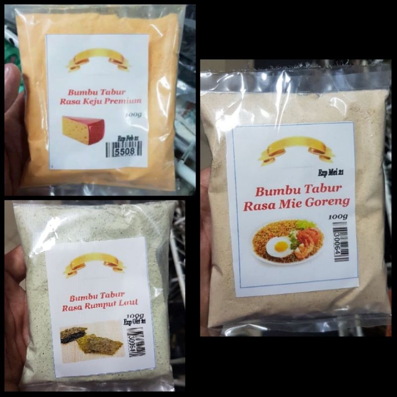 

Bumbu Tabur rasa Mie Goreng, Rumput Laut, Keju Premium 100gr