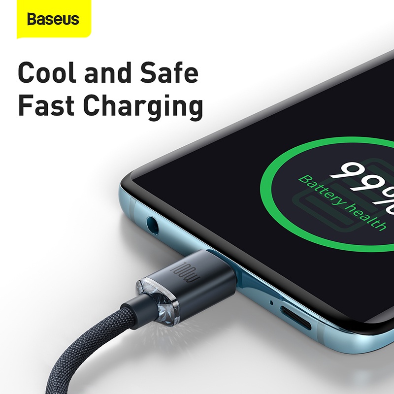 Baseus Crystal Shine Kabel Data 100W Type C to Type C Fast Charging PD QC 4.0