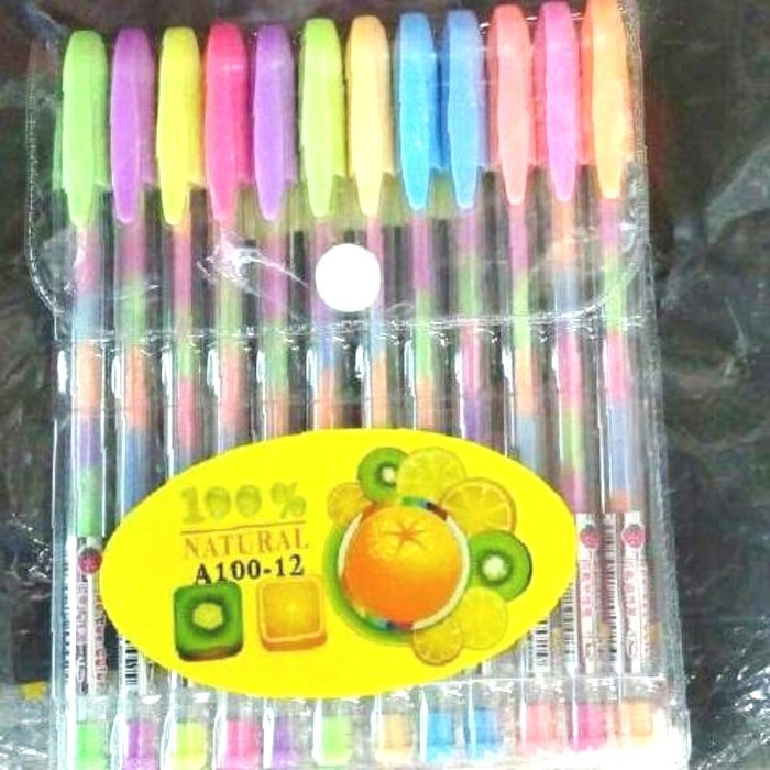 

Jual PULPEN UNIK pen ballpoint gel pelangi seru raibow pen New