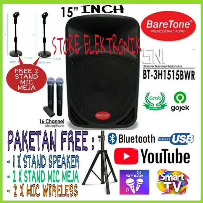 Speaker Baretone BT-3H 1515 BWR Speaker Portable Wireless Bluetooth viral