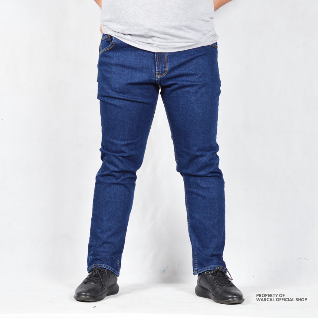 Celana JUMBO Pria Slimfit Jeans Panjang Bigsize Karet Biowash