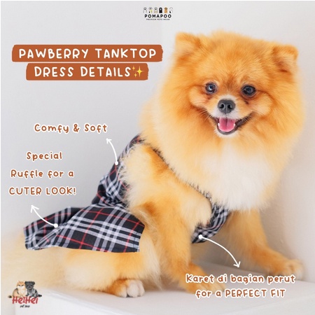 Pomapoo Pawberry Dress - Baju Dress Kucing Anjing Betina - Female Cat Dog Dress