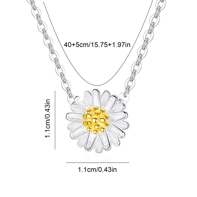 Kalung Rantai Sterling Silver 925 Dengan Liontin Bunga Daisy Untuk Wanita