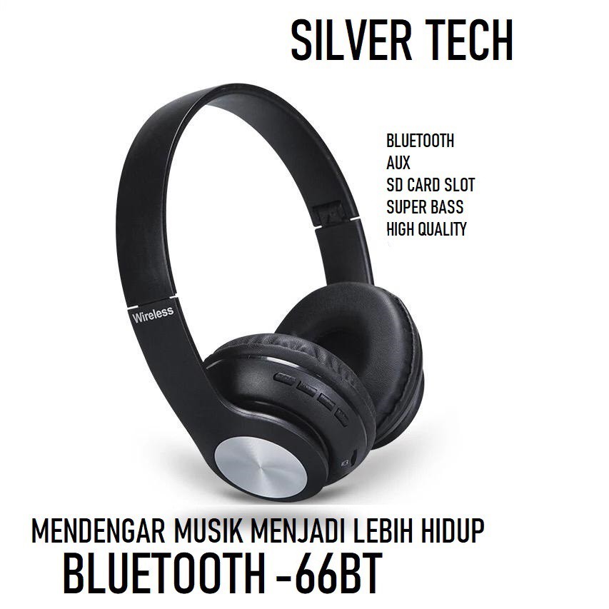 Silvertech Headphone Extra BASS  66BT Macaron Aneka Warna  - bluetooth V5  - 66BT TERMURAH