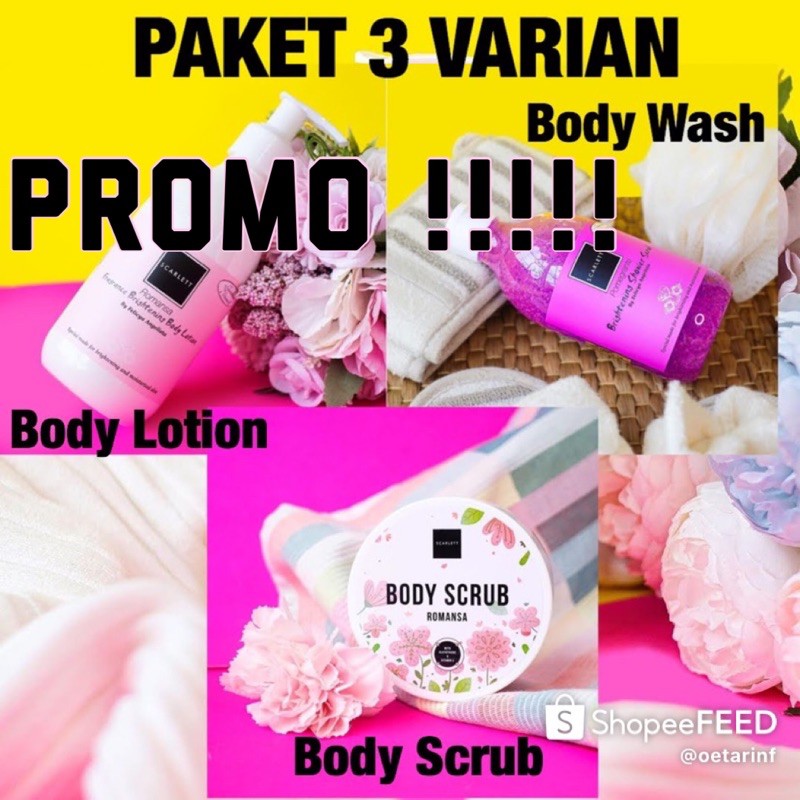 (COD) Paket 3 Varian Scarlett Whitening by Felicya Angelica Original