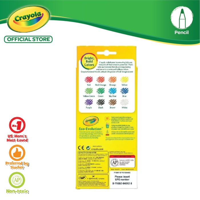 

WARNAPENSIL- CRAYOLA COLORED PENCIL - 24 COLOR -PENSIL WARNA