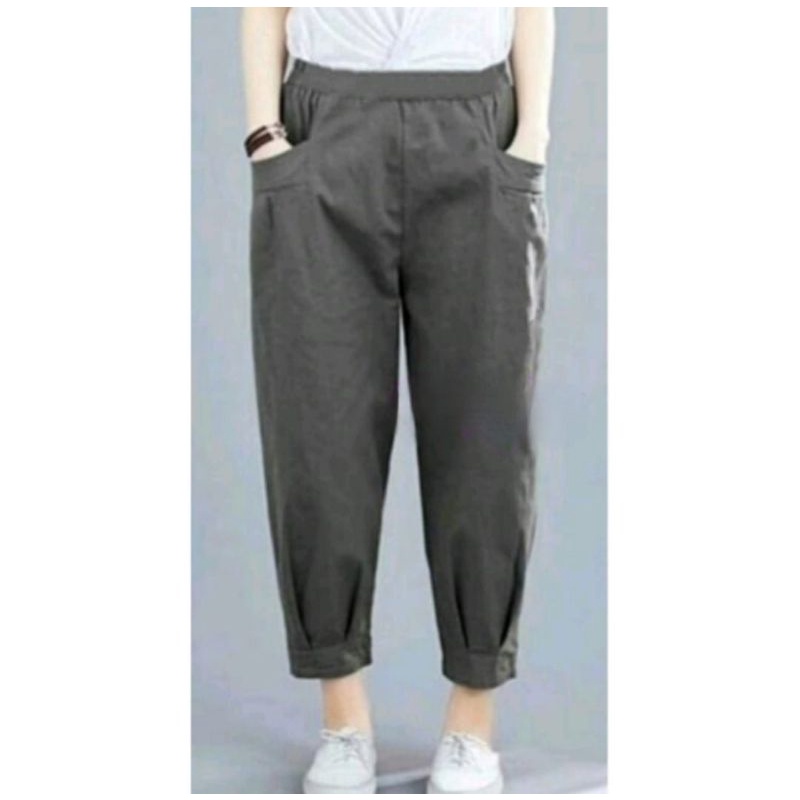 HARUKA PANTS COTTON TWILL COMBED PREMIUM - CELANA WANITA KOREA PREMIUM 7/9