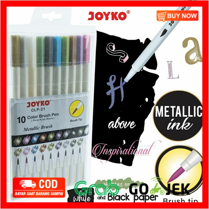 

(BISA COD) SET 10 WARNA BRUSH PEN METALIK METALLIC - CLP 21