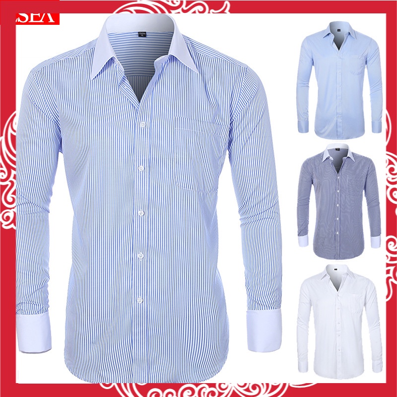 [ Hot Sale]  Kemeja Pria  Ingin Orang Perancis Manset Kemeja Pria ukuran Besar Kemeja